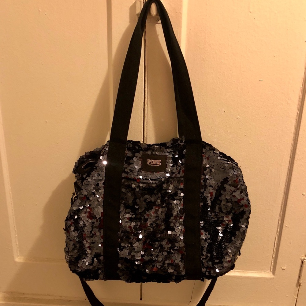Navy Blue Sequin Duffle Bag